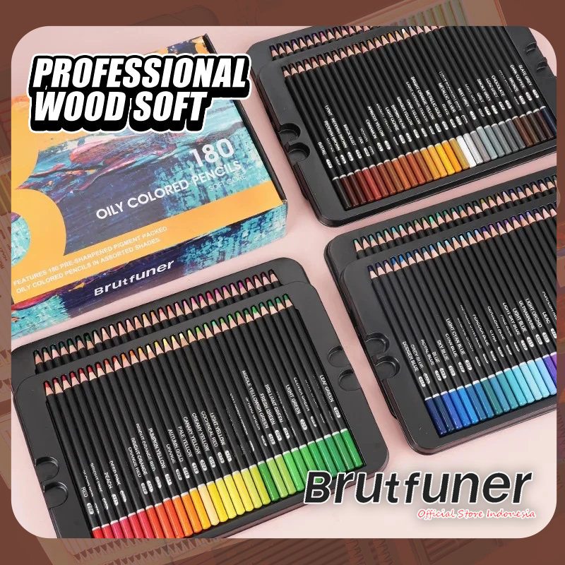 

Brutfuner 72 / 120 / 180 Colors Professional Wood soft lead 3.8 mm Oil Colored Pencils Set For Drawing Sketch School Art Supplies