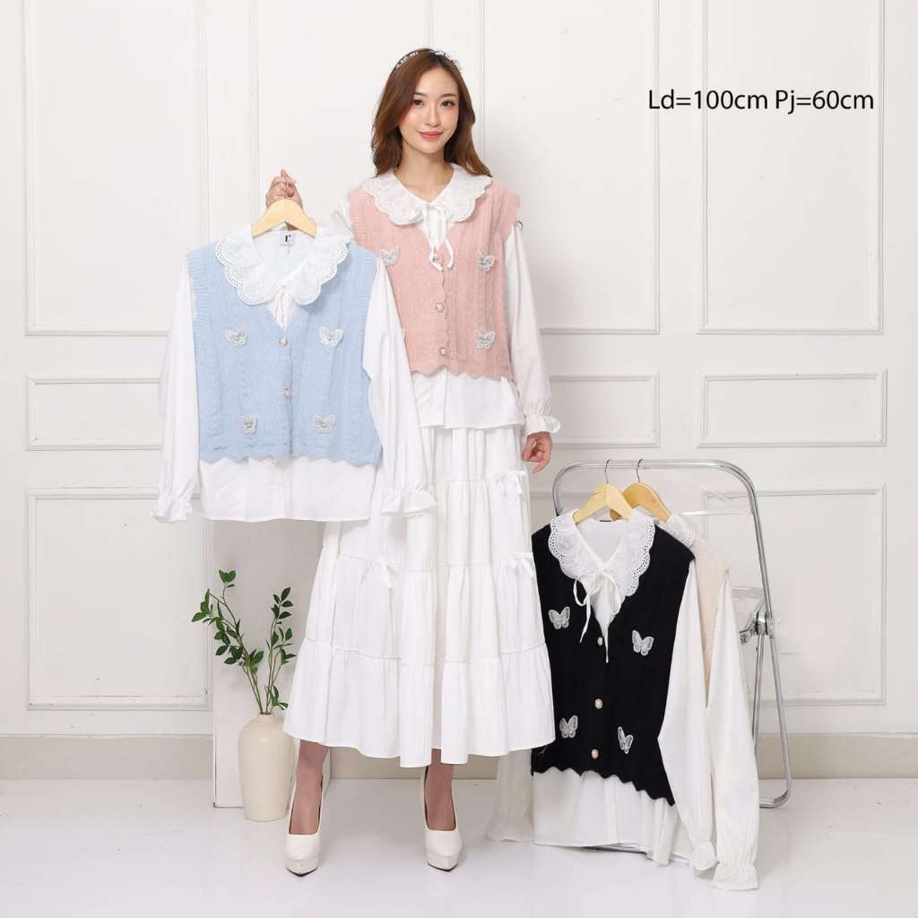 ATASAN LENGAN PANJANG KEMEJA+OUTER WANITA BORDIR/BAJU BANGKOK