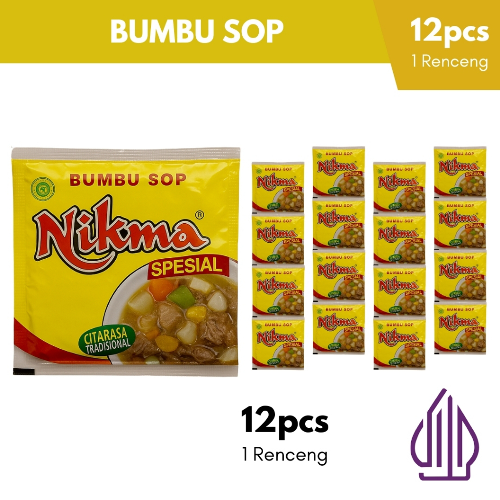 

Bumbu Sop NIKMA 1 Renceng Isi 12 Sachet 5g Halal Praktis Asli Minang