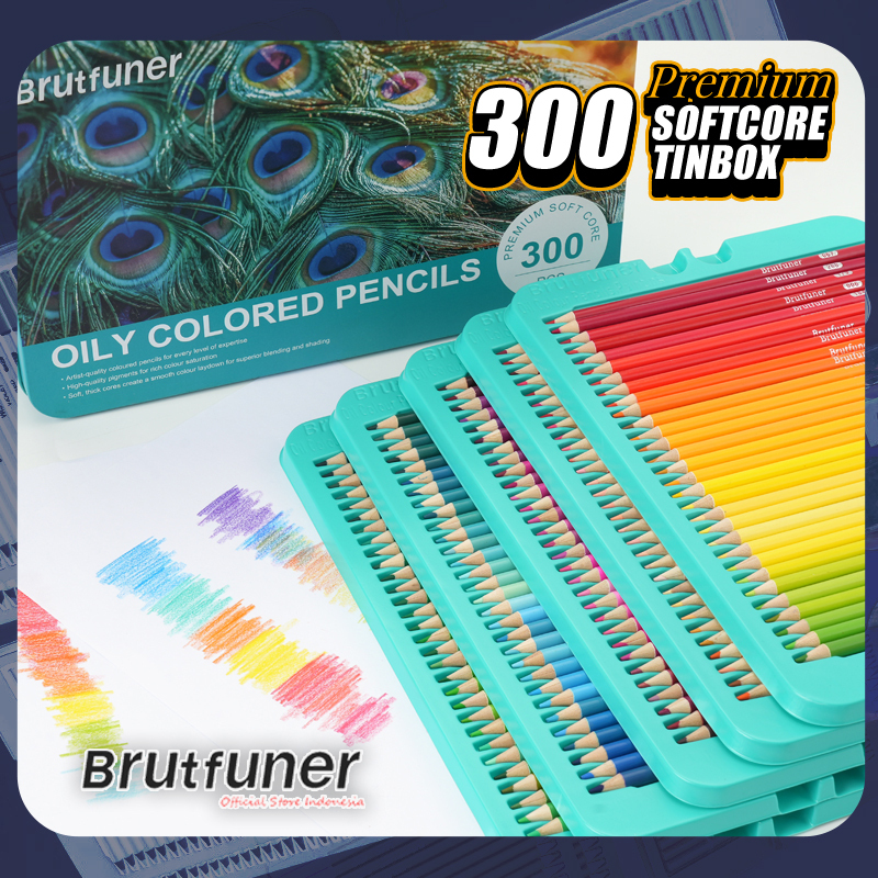 

Brutfuner 300 Oily Colors Premium Soft Core Pencil Iron Tin Box Set