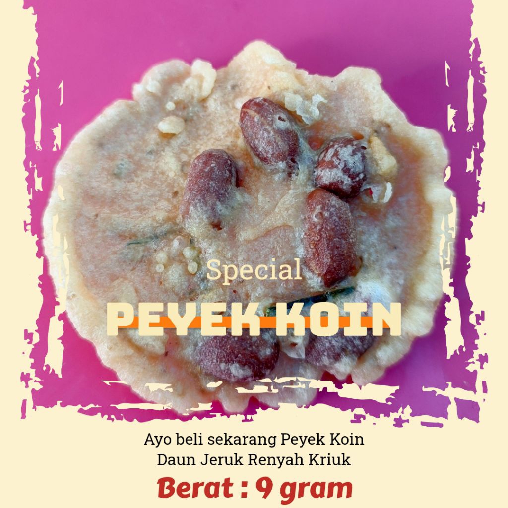 

Peyek Rempeyek Kacang bentuk Koin Kualitas Premium menggunakan bahan bahan Terbaik Olahan Makanan Renyah Garing Gurih Nikmat Tradisional