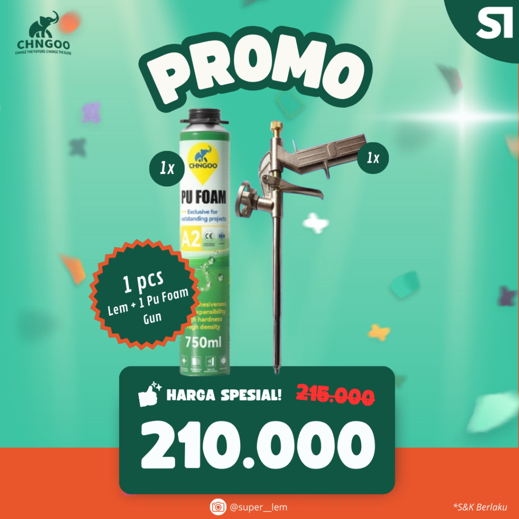 BUNDLING PROMO PU FOAM  DAN SEALANT GUN PU FOAM (1 PU FOAM + 1 SPRAY GUN)