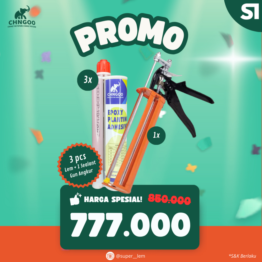 BUNDLING PROMO LEM ANGKUR DAN SEALANT GUN ANGKUR (3 LEM ANGKUR + 1 SG ANGKUR)