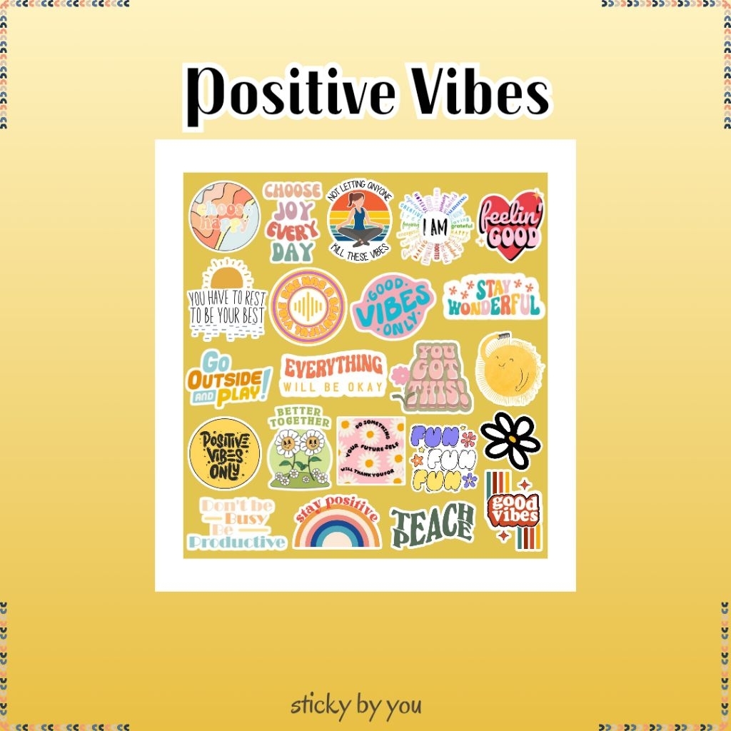 

Sticker Positive Vibes - Sticker Aesthetic / Tumblr / Vinyl / Accesories / Gift / Cute Vibe / Laptop