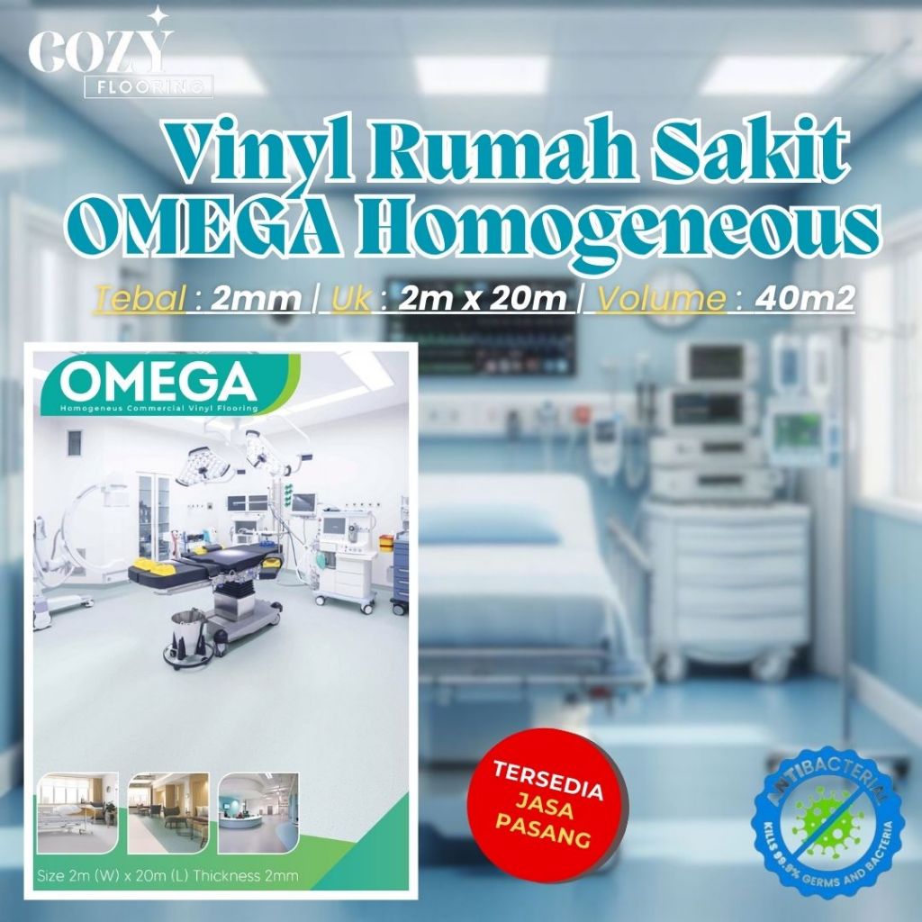 Vinyl roll Omega anti bakteri 2mm | Karpet vinyl rumah sakit