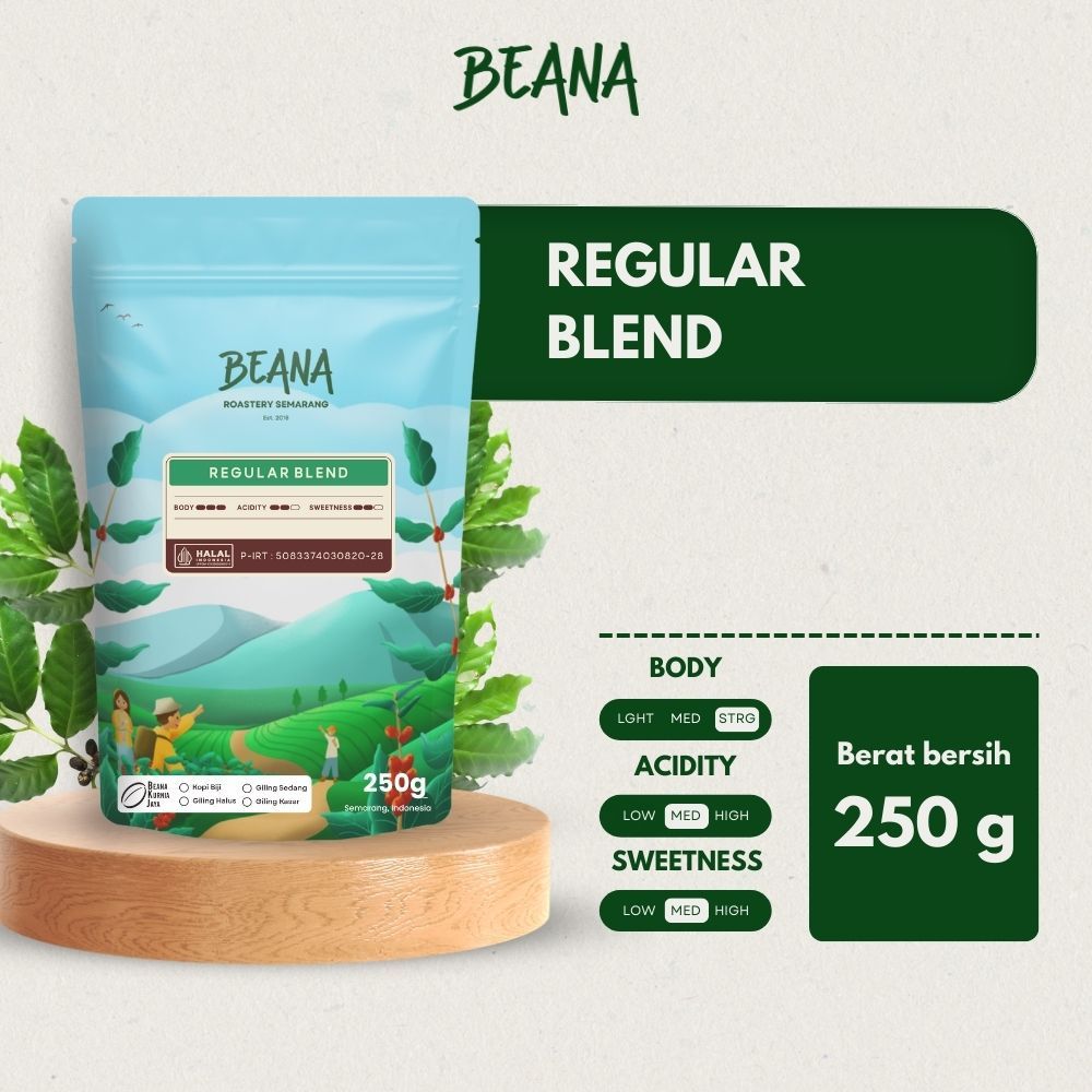 

Beana Roastery - Kopi Regular Blend Coffee Roasted Beans | Espresso Blend Kopi Susu 250 Gr & 1 Kg