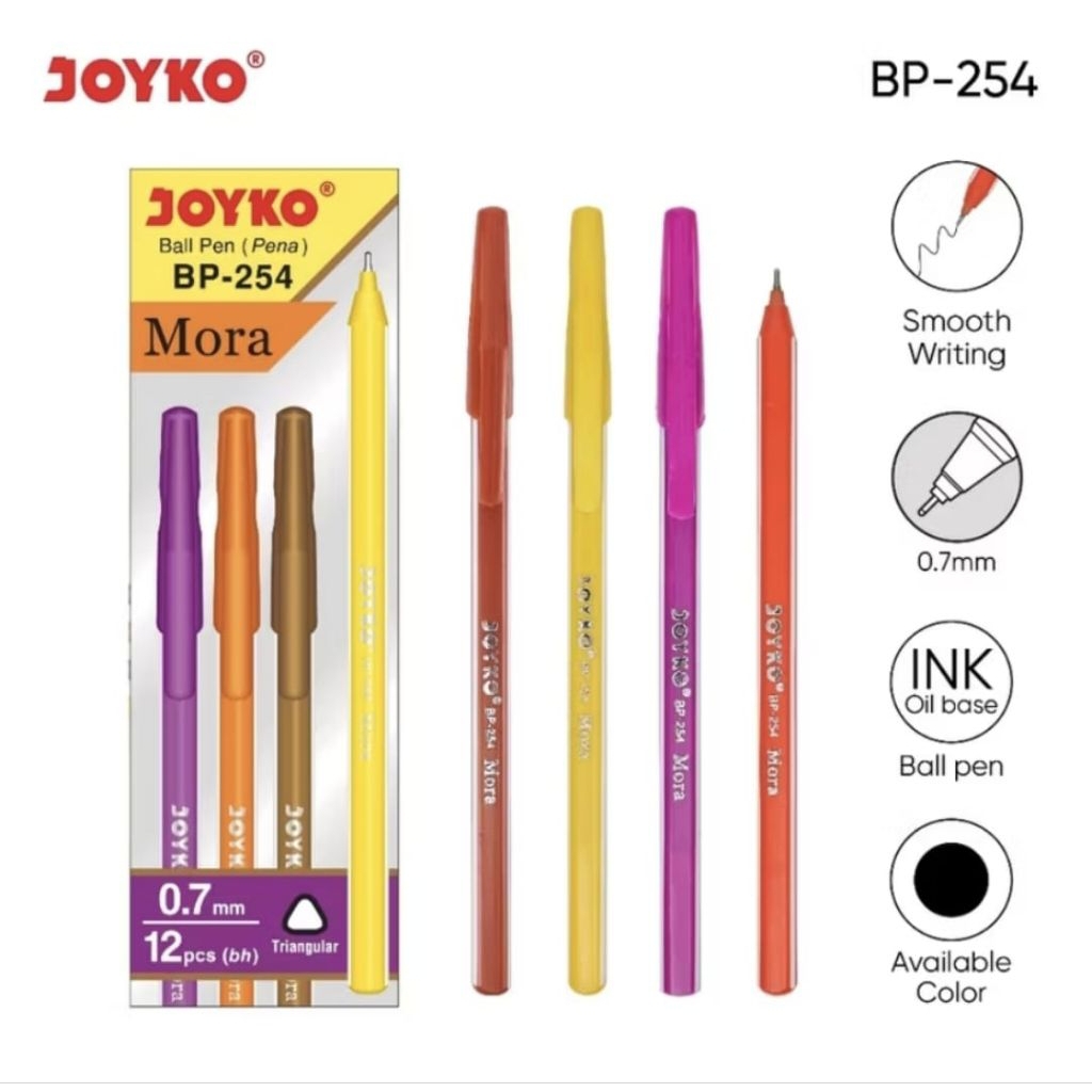 

Ball Pen Pulpen Pena Joyko BP-254 Mora 0.7 mm 1 Box 12 Pcs