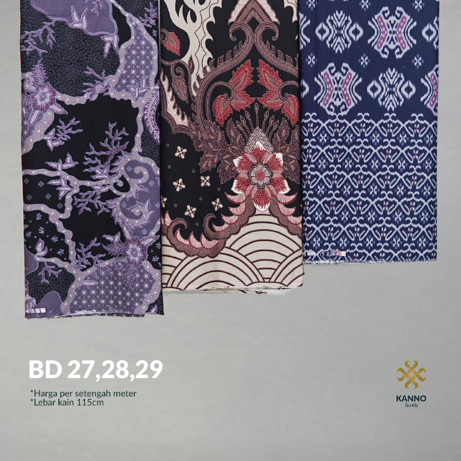 KAIN BATIK HALUS DOBBY BD27/28/29 MOTIF ETNIK WARNA UNGU/HITAM COKLAT/BIRU SONGKET