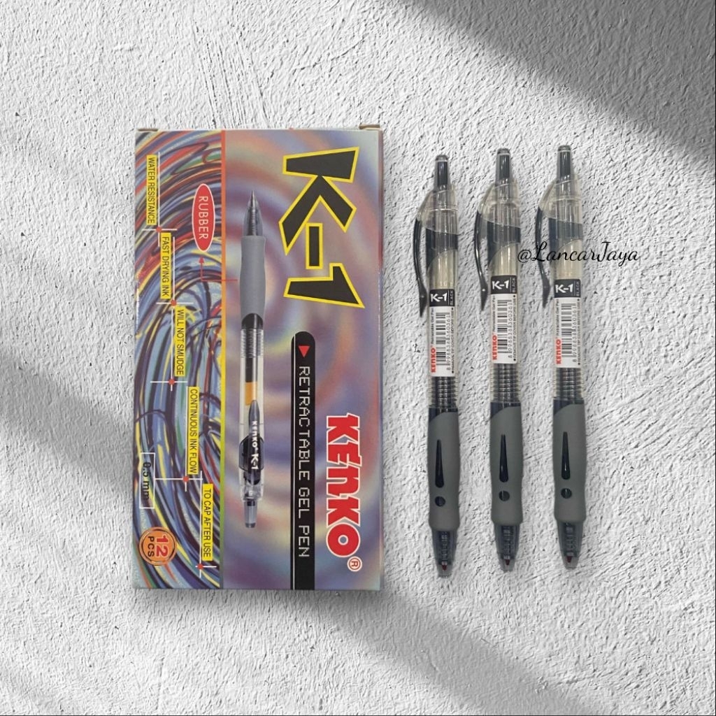 

Pulpen/Bolpoint Kenko Gel K-1 Hitam (isi 12 pcs/pack)