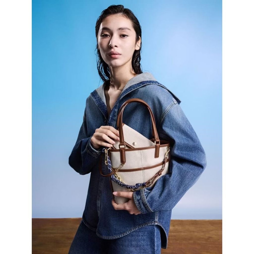 tas wanita CK top handle bag black, multi