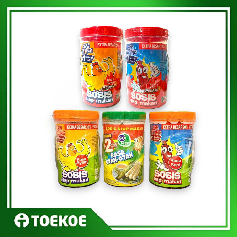 

TOEKOE Sosis So Nice Siap Makan Toples [Isi 24pcs] Rasa Ayam Sapi Pedas Otak-otak