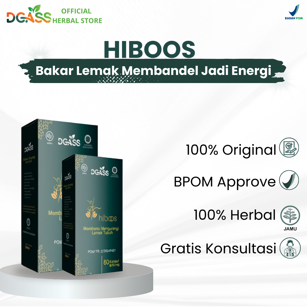 HIBOOS Suplemen Diet Sehat Herbal Alami | Obat Pelangsing Badan Kurus Langsing Aman Tanpa Efek Sampi