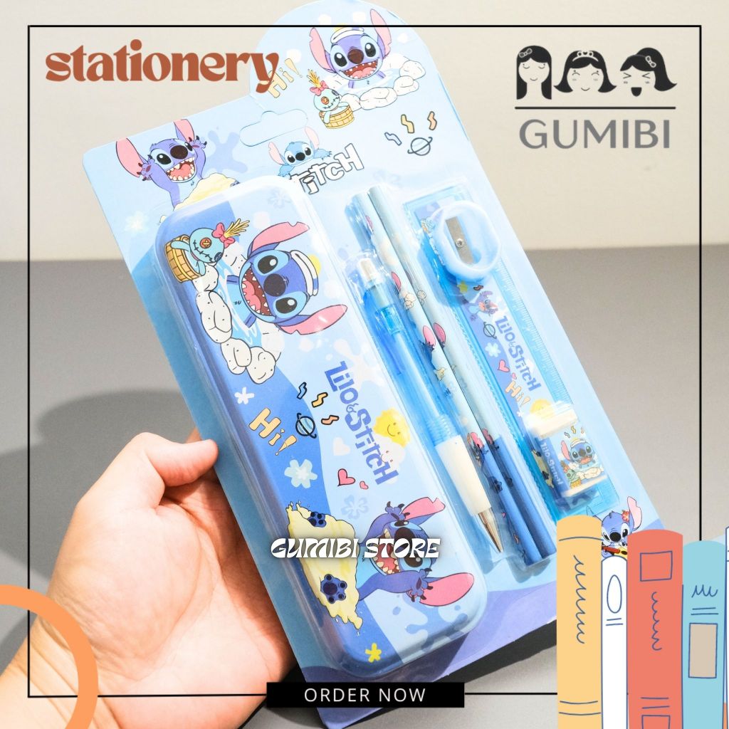 

PAKET ALAT TULIS STITCH 1 SET 7pcs PENGGARIS PENSIL KOTAK PENSIL STITCH BLUE LILO SERIES UNIK PAKET 7 IN 1 STITCH LILO