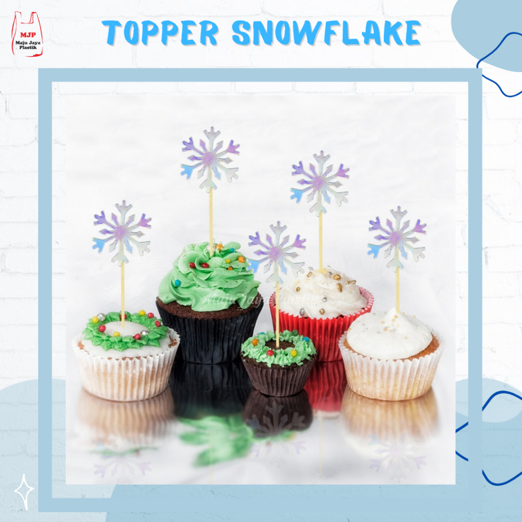 Topper Snowflakes Frozen isi 5pcs / Princess Anna Elsa Hiasan Kue Ulang Tahun Anak Cewek