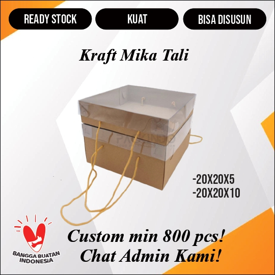 

(10 pcs) Box Mika Tali Kraft Kotak Coklat Kue Roti Box 20 x 20