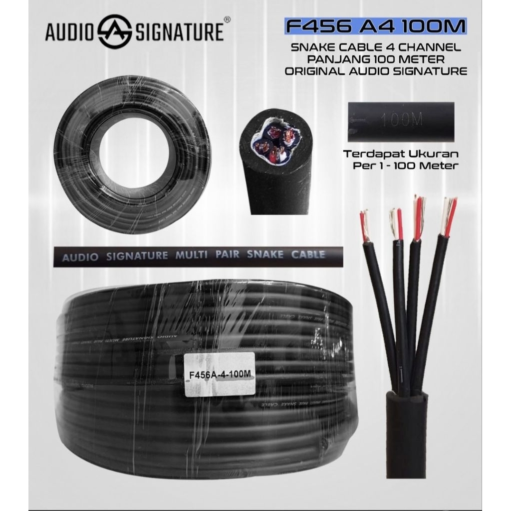 snake kabel 4 chord / 4 channel 100 meter original audio signature