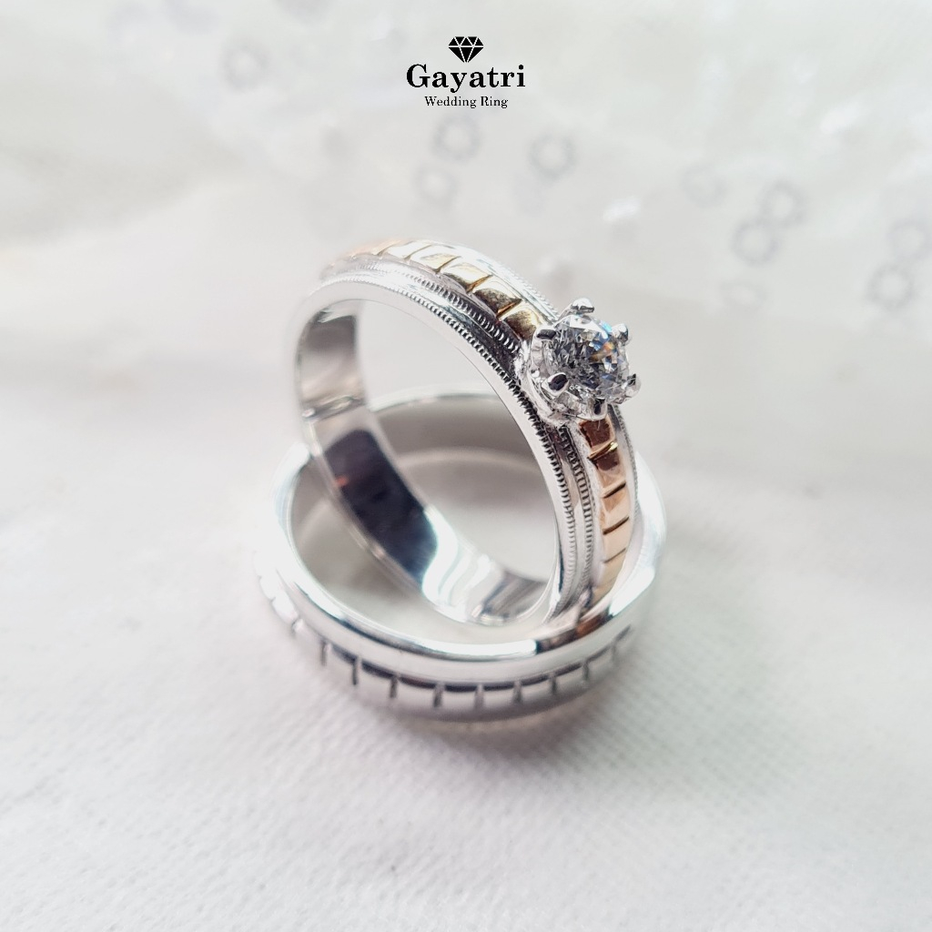 Cincin Pernikahan - Cincin Tunangan Couple Silver - Custom