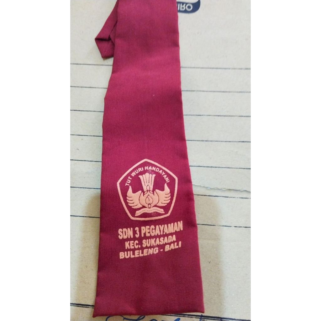 Dasi Panjang /  Perekat dengan Sablon SD SMP SMA + identitas sekolah