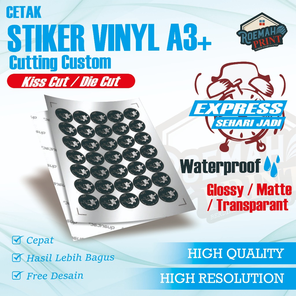 

Cetak Stiker Label Sehari Jadi! Vinyl Putih atau Transparan