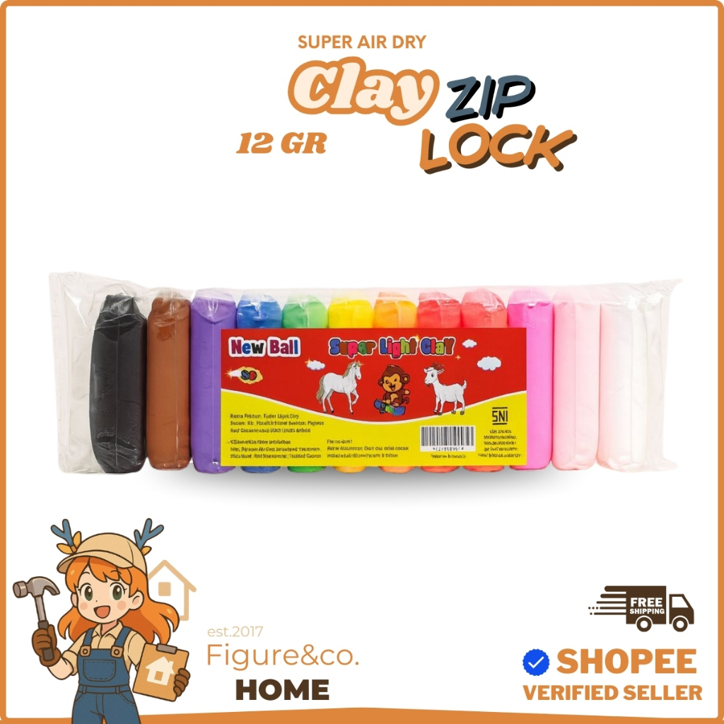 

[FM] - Mainan Clay Polymer 12 Pack Kemasan Ziplock 12 Gram