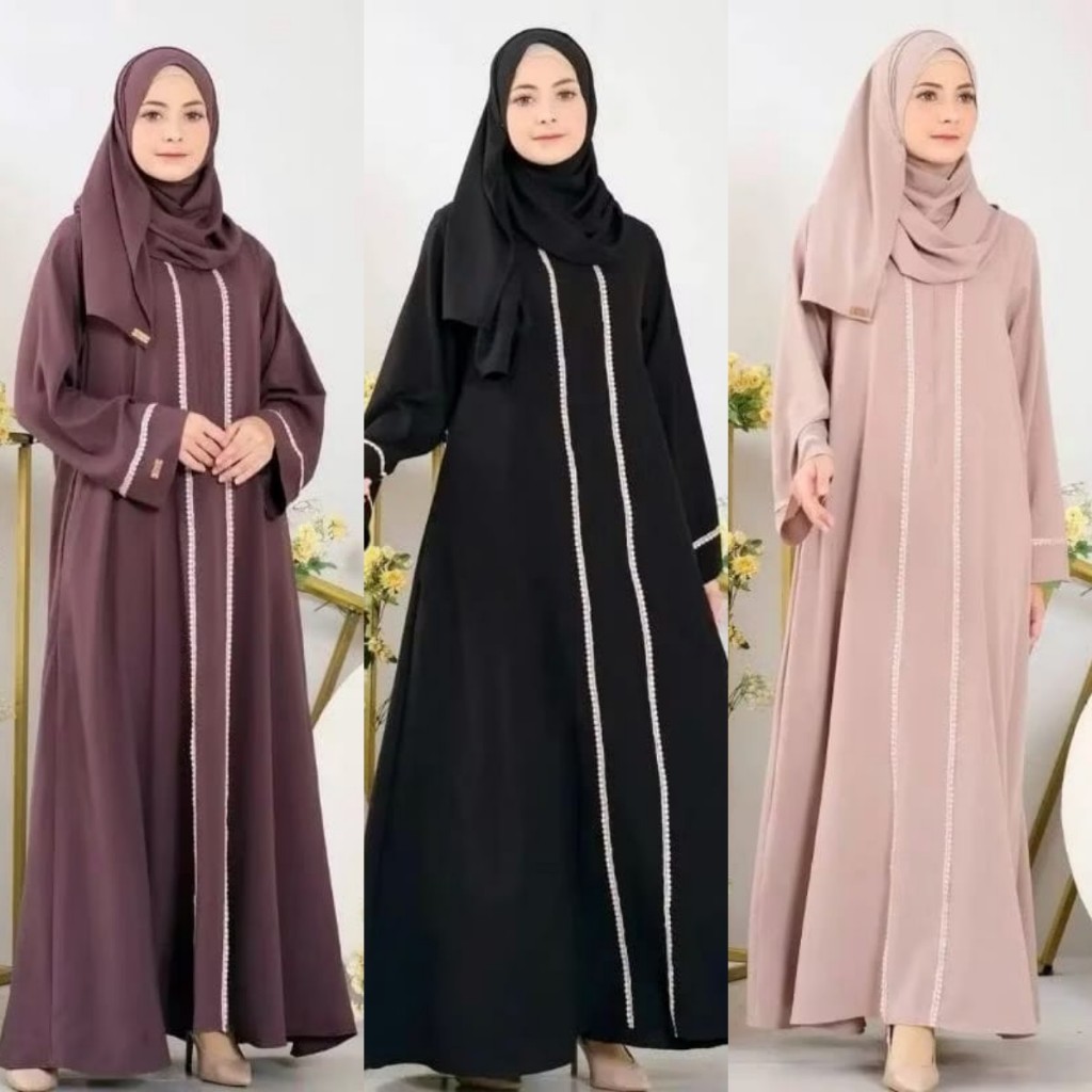 Gamis Abaya Pola Garis 2 Premium Muslim by:rmcstoree