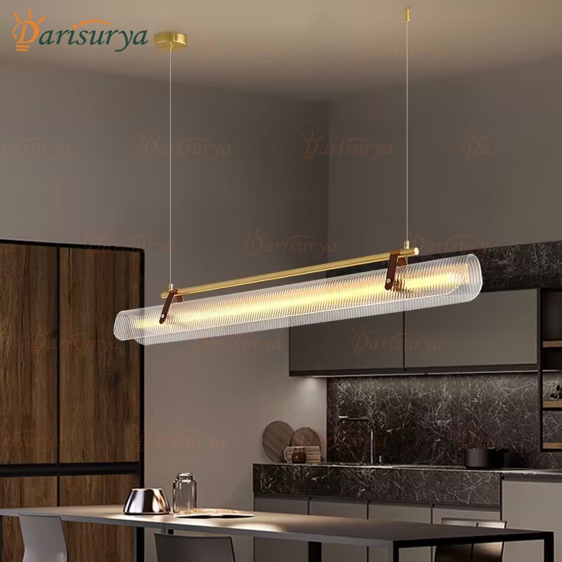 Lampu Gantung Kamar Makan Modern Lampu Hias Gantung Mewah 120cm LED 3 Warna Meja Makan/Mini Bar AMG