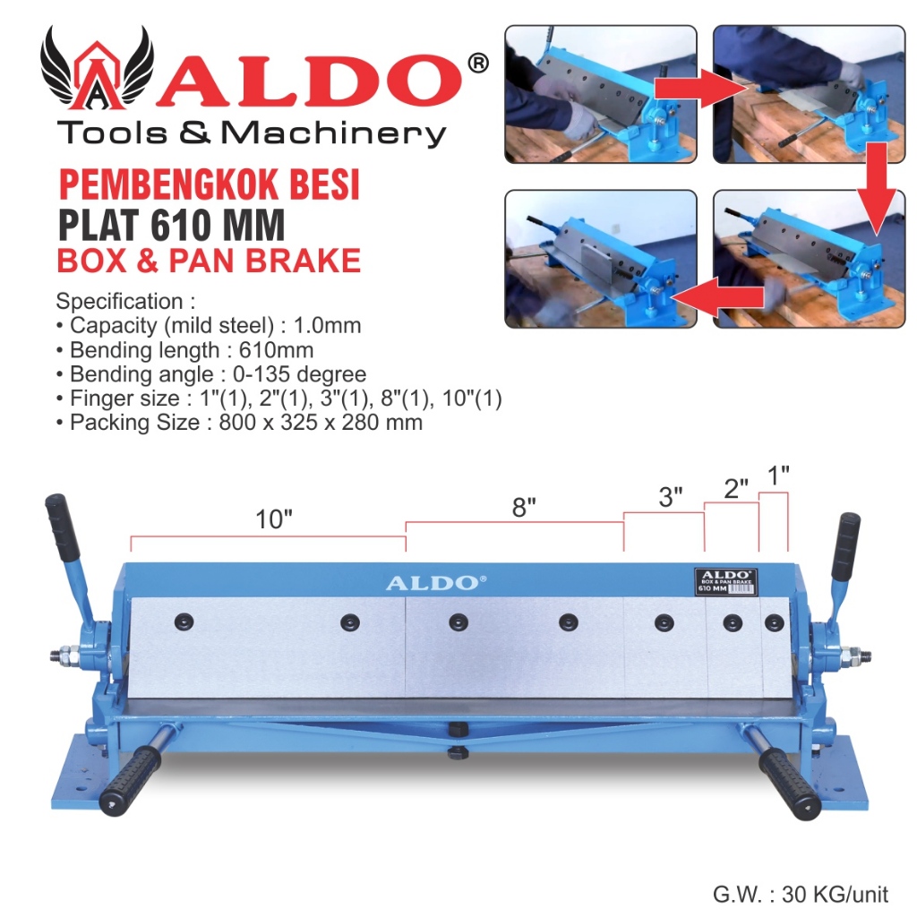 PEMBENGKOK BESI PLAT 610 MM / BOX & PAN BRAKE / ALAT TEKUK PLAT KOTAK & PAN MANUAL / ALAT BENDING PL