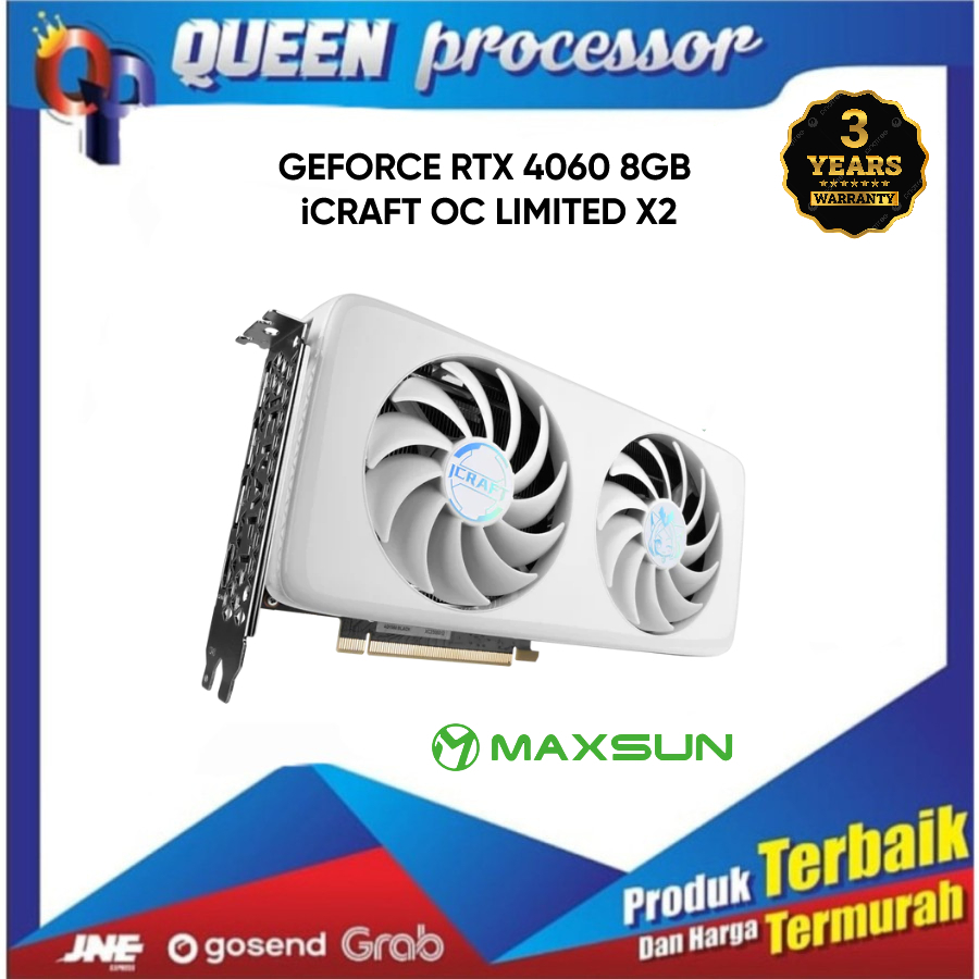 VGA MAXSUN GEFORCE RTX 4060 8GB iCRAFT OC LIMITED X2 (WHITE EDITION) - SKYLIGHT RGB - DUAL FAN RTX40