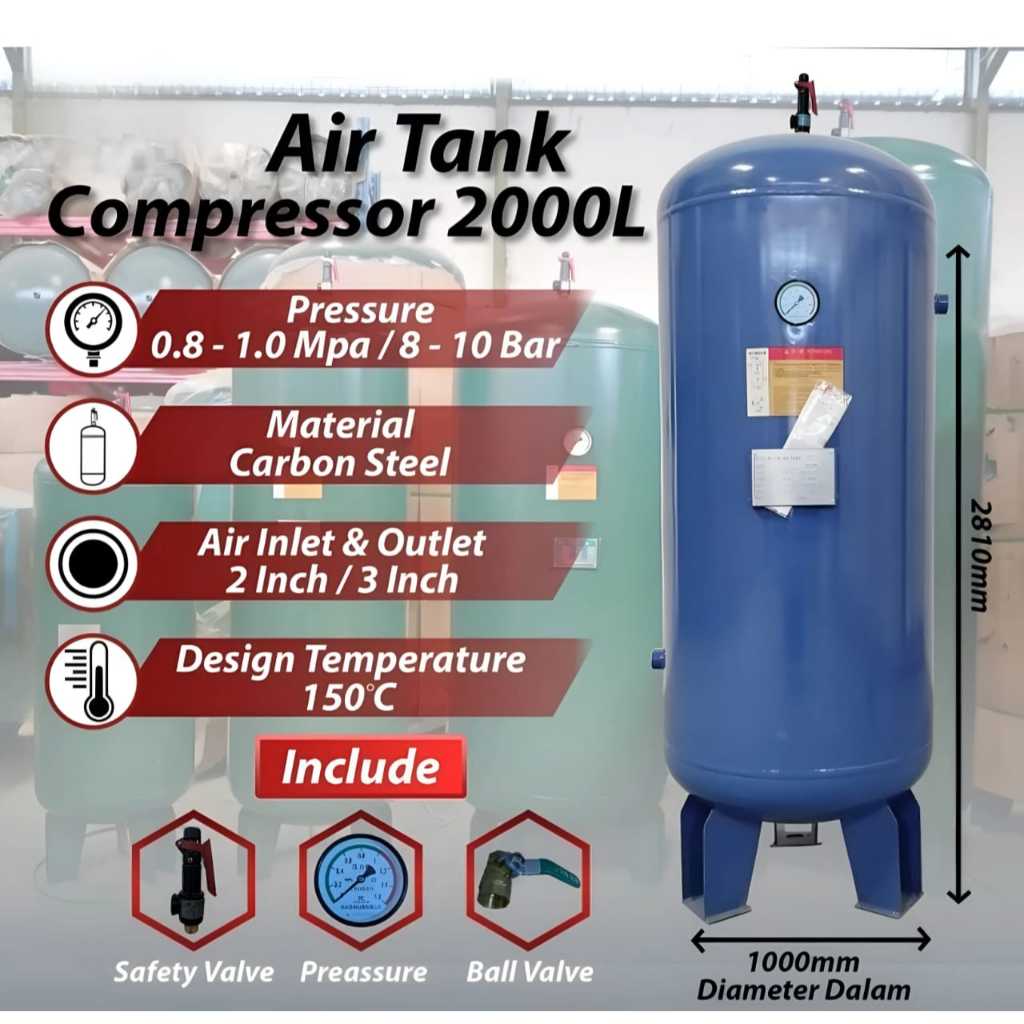 Tangki angin 2000 liter Air Tank 2000 liter tabung kompresor 2000 L Tangki Udara