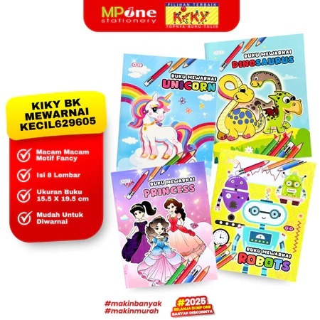 

( 1Pak - 10 Buku )Kiky Buku Mewarnai Anak 8 Lembar Motif Fancy