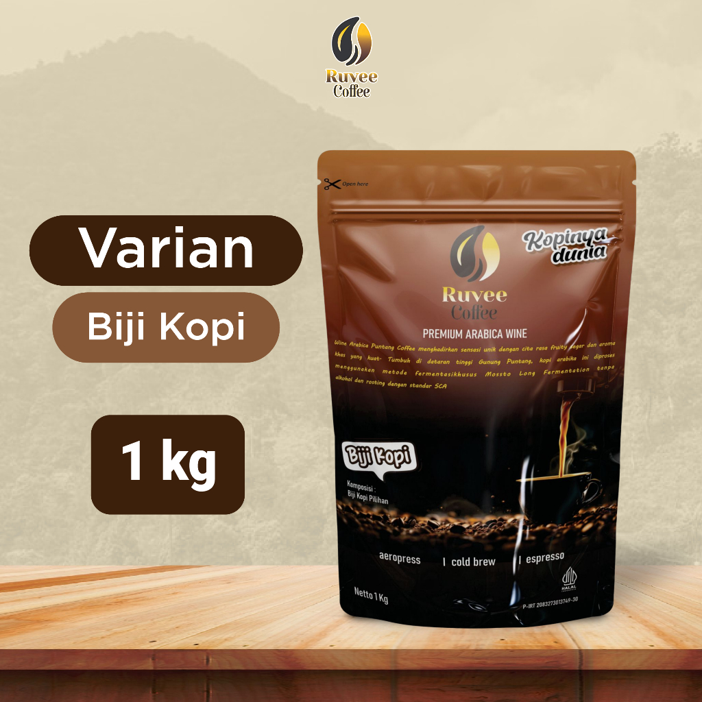 

Ruvee Coffee – Kopi Arabica Wine Gunung Puntang | Biji Kopi 1kg