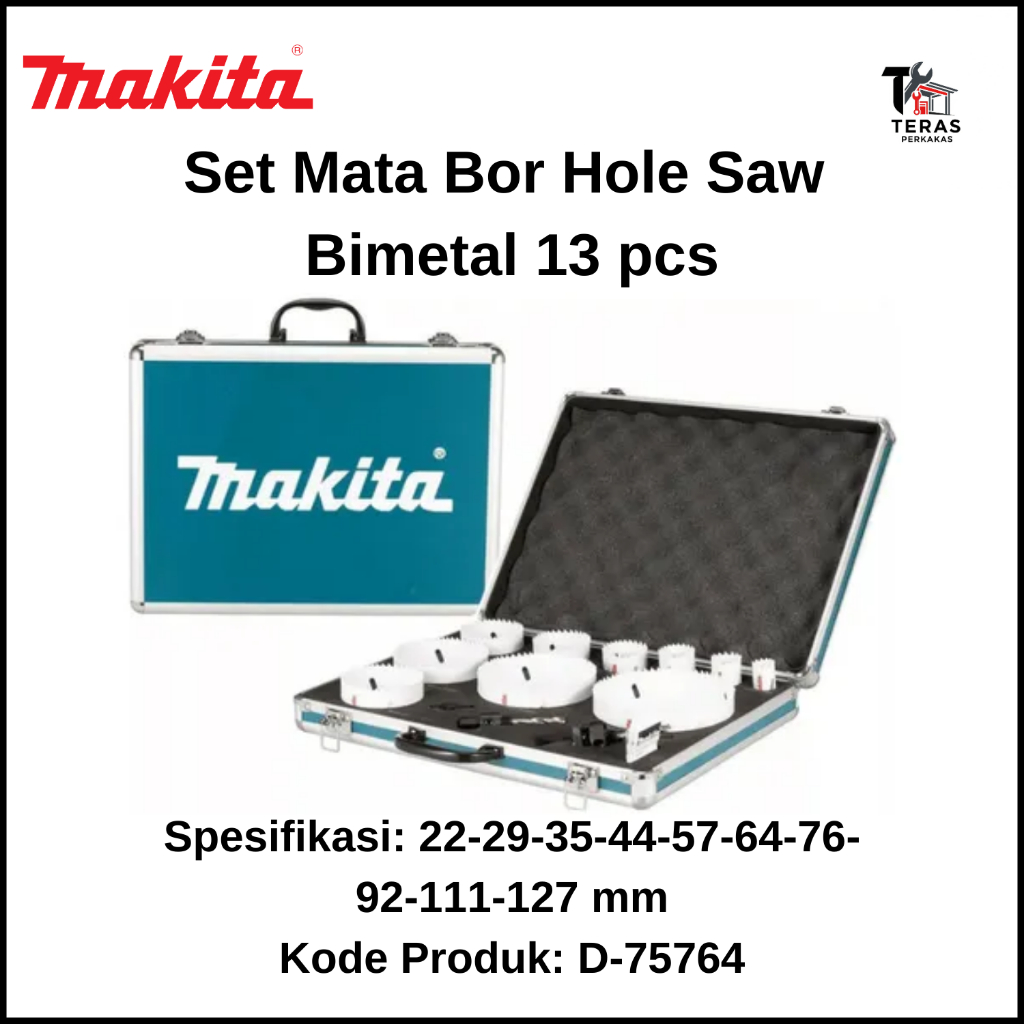 MAKITA Set Mata Bor Hole Saw / Gergaji Lubang Bimetal Isi 13 Pcs