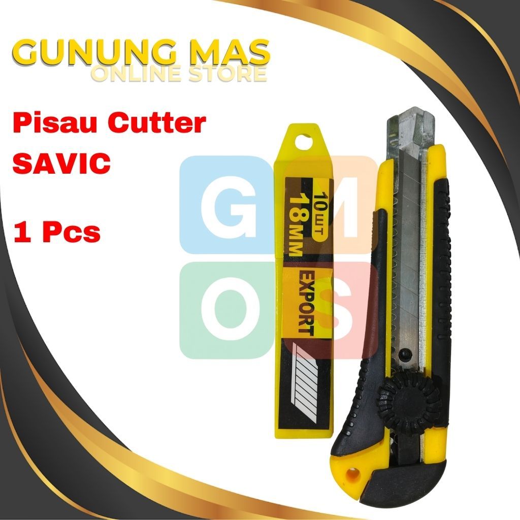 

SAVIC Pisau Cutter + REFILL// Gagang Karet // Mata Pisau Cutter Tajam
