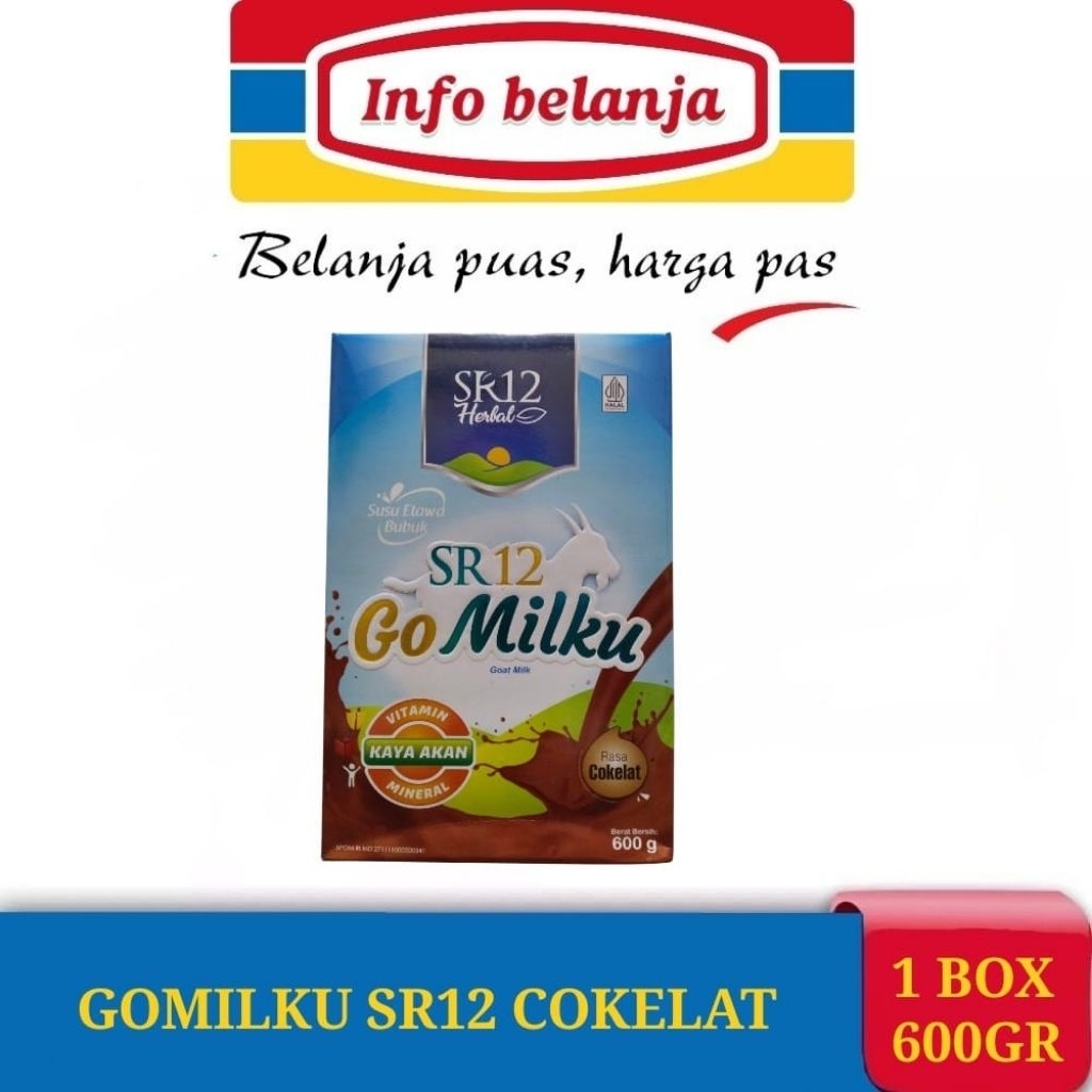 

GO MILKU SR12 SUSU KAMBING ETAWA RASA COKLAT 1 BOX 600 GRAM SR12 GOMILKU ORIGINAL