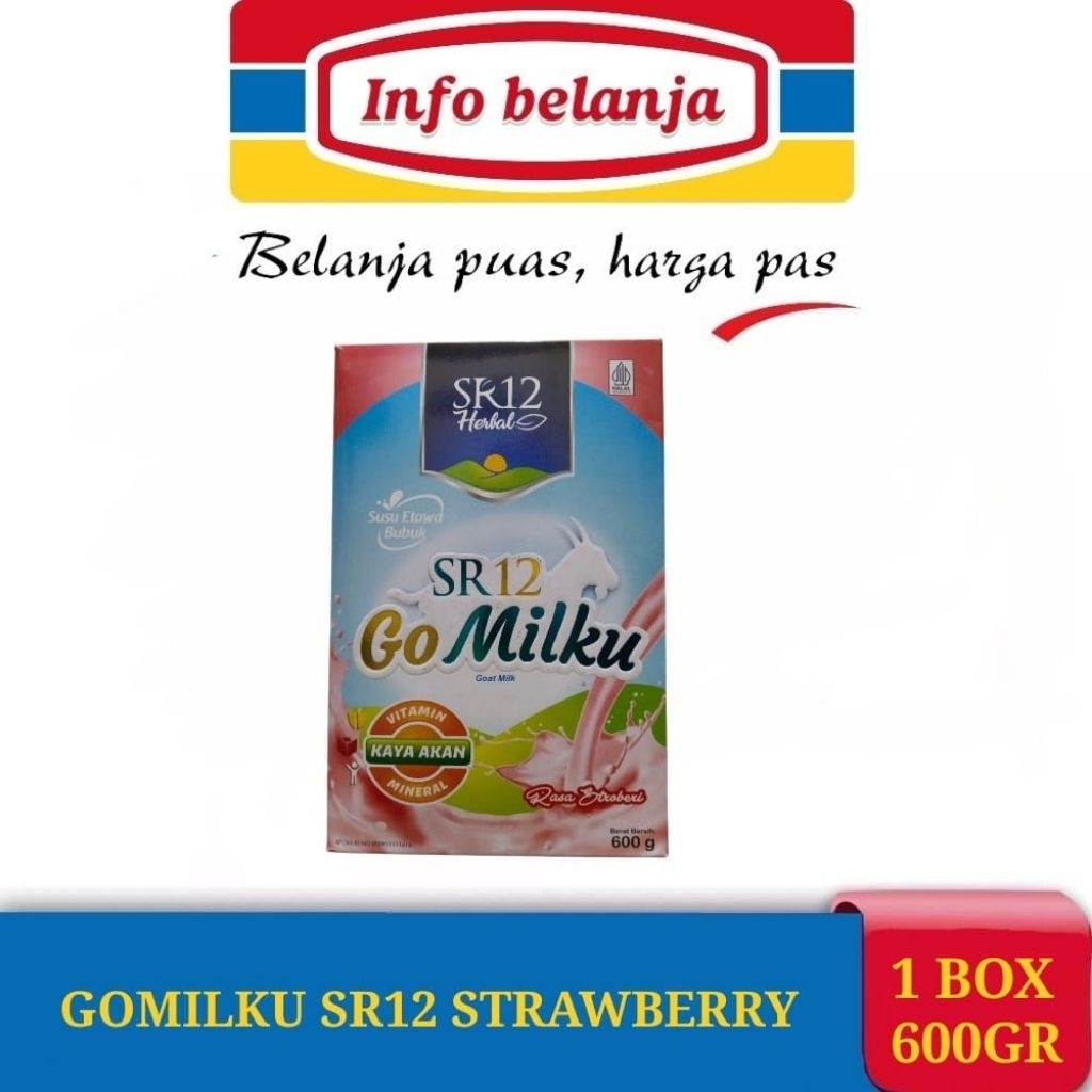 

GO MILKU SR12 RASA STRAWBERRY SUSU KAMBING ETAWA PLUS HERBAL 1 BOX 200 GRAM