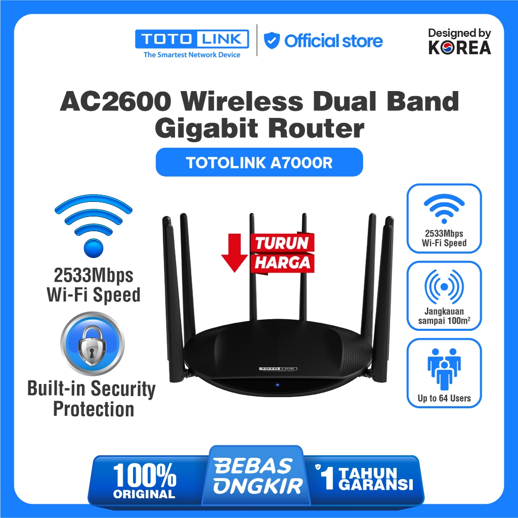 Totolink A7000R - AC2600 Wireless Dual Band Gigabit Router
