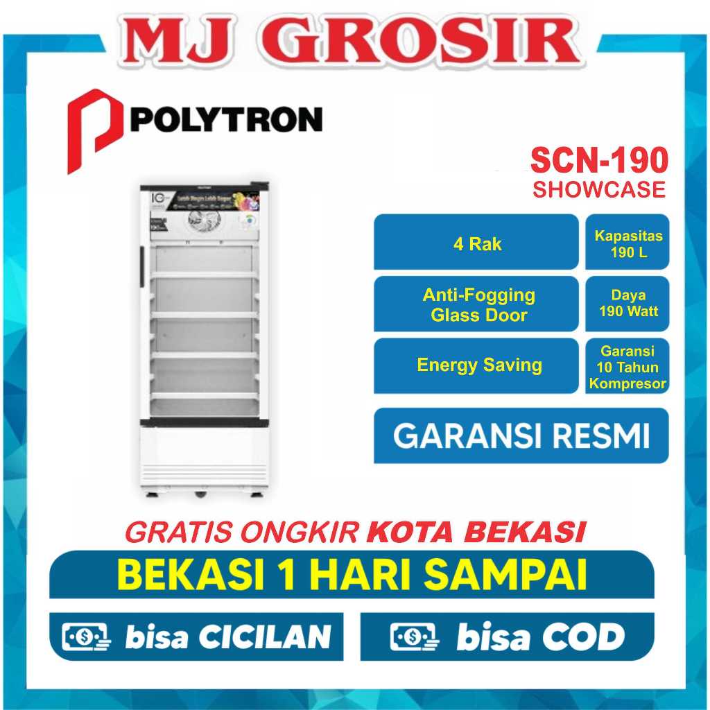 SHOWCASE POLYTRON  SCN 190 / SCN 187 / SCN 148 / SRS 185  3 RAK DISPLAY COOLER KULKAS LOW WATT