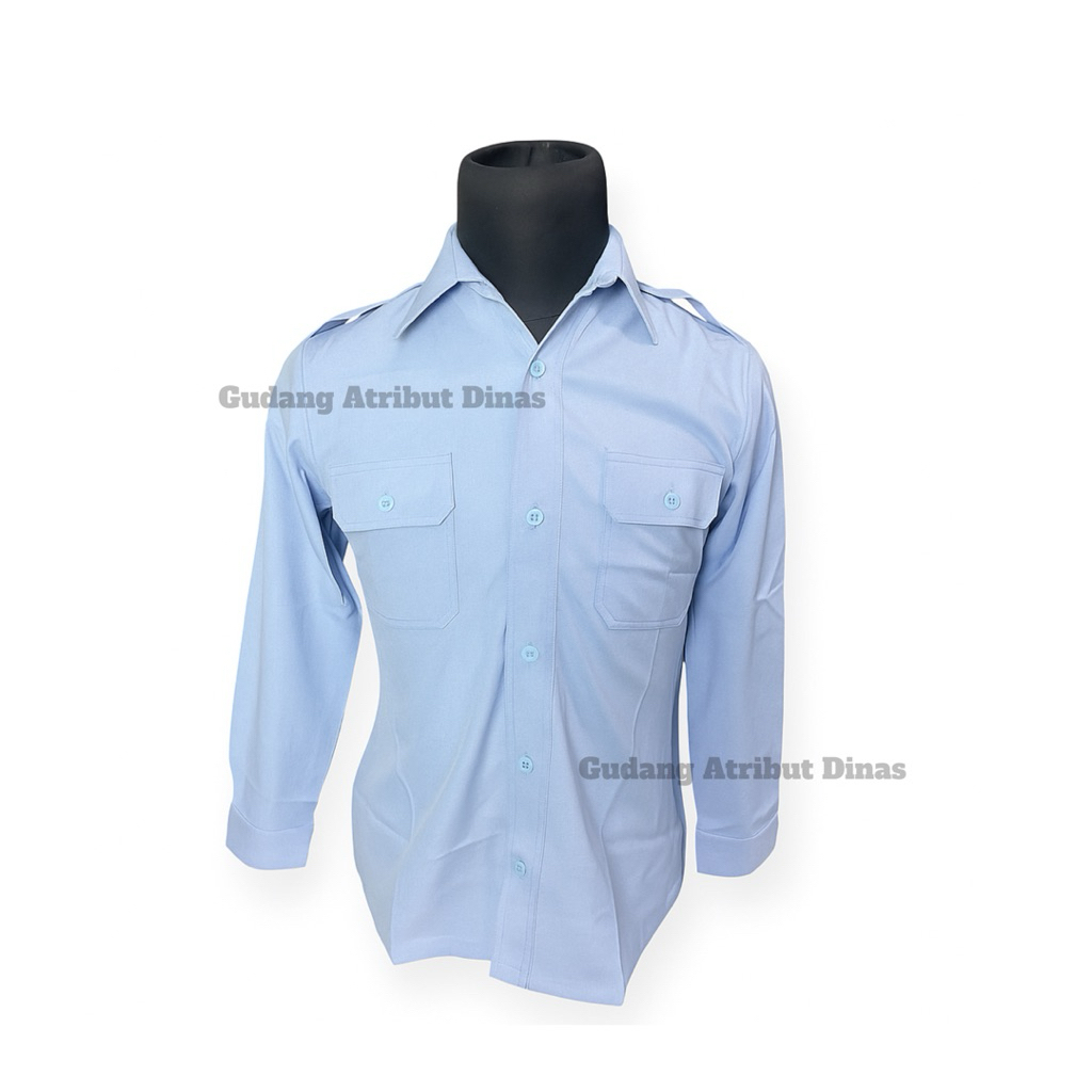 Kemeja PDH Biru Muda/ Kemeja PDH Lengan Panjang/ Kemeja PDH Lengan Pendek/ Kemeja Biru Muda