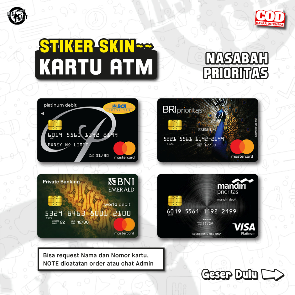 

STIKER ATM NASABAH PRIORITAS || BCA || BNI EMERALD || BRI || MANDIRI || GARSKIN ATM VINYL