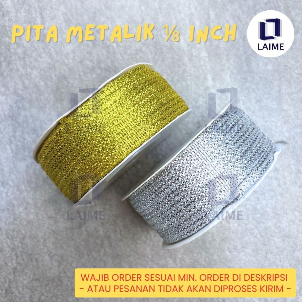 

Pita Glitter Metalik 1/8 Inch - Gliter Perak Emas - 0.3 cm 0,3 cm