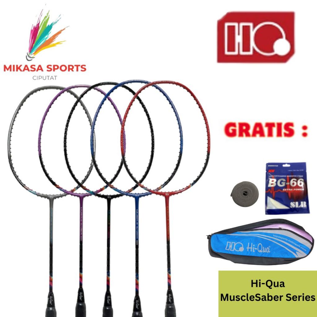 Raket Badminton Bulutangkis Hi-Qua Muscle Saber 55 66 77 88 99 Original