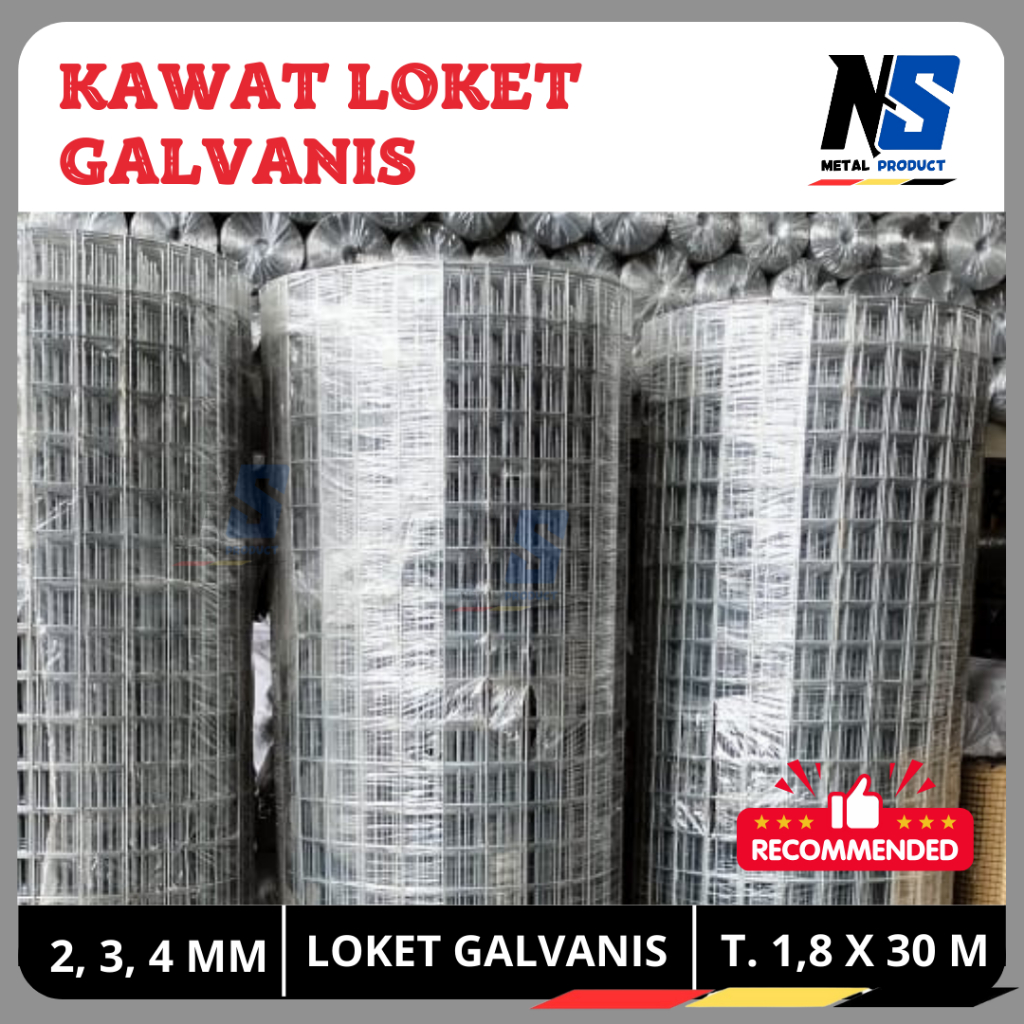 KAWAT LOKET / KAWAT RAM / WIREMESH GALVANIS 2 MM 3 MM 4 MM MESH 50 X 50 MM TINGGI 1,8 X 30 METER | B
