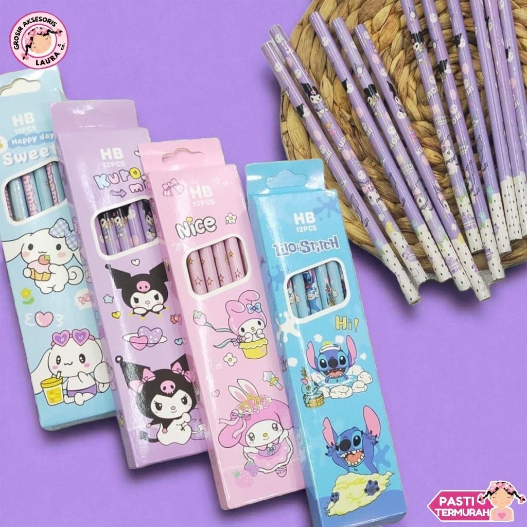 

Pensil Tulis Karakter Anak 12pc HB Stasionary 1 Box 1 Lusin Kartun Alat Tulis Grosir Lusinan Sanrio Viral