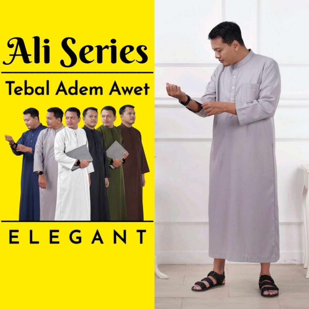 Baju Jubah Gamis Laki Laki Haramain Haromain Pria Dewasa Polos Lengan Panjang  Gamis Kerah Shanghai 