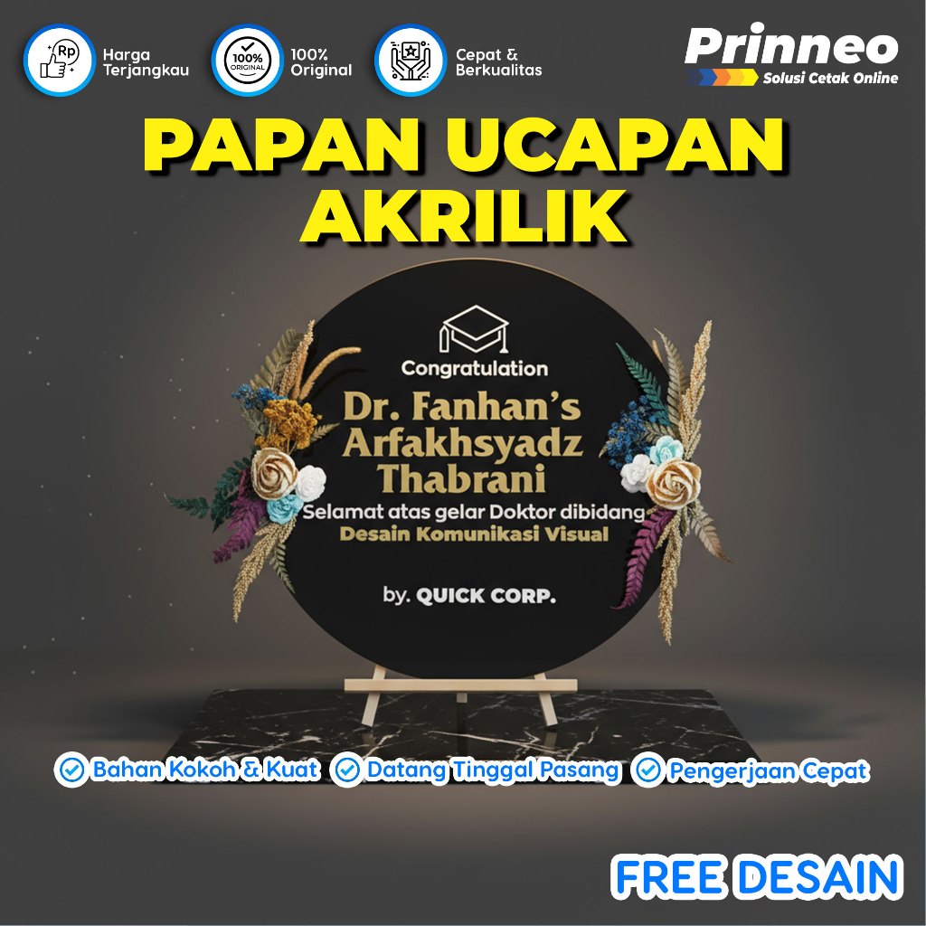 Papan Ucapan Akrilik Custom, Papan Ucapan Wedding, Papan Ucapan Wisuda - Dekorasi Bunga