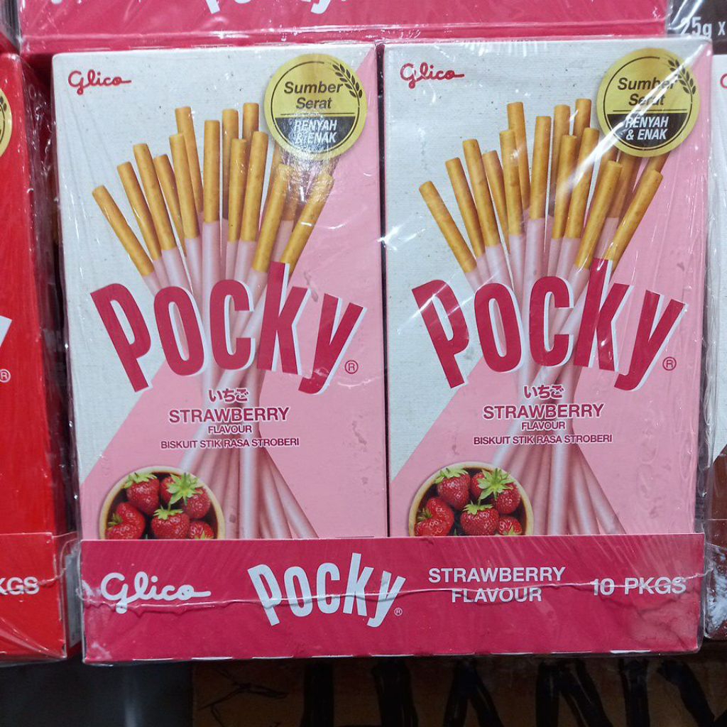 

pocky strawberry 1pack isi 10pcs berat bersih 45gram