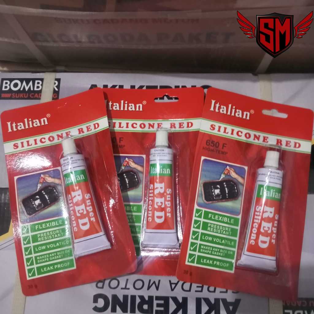 Lem Silicone Sealant Tahan Panas / Lem Silicone Red Italian 30gr