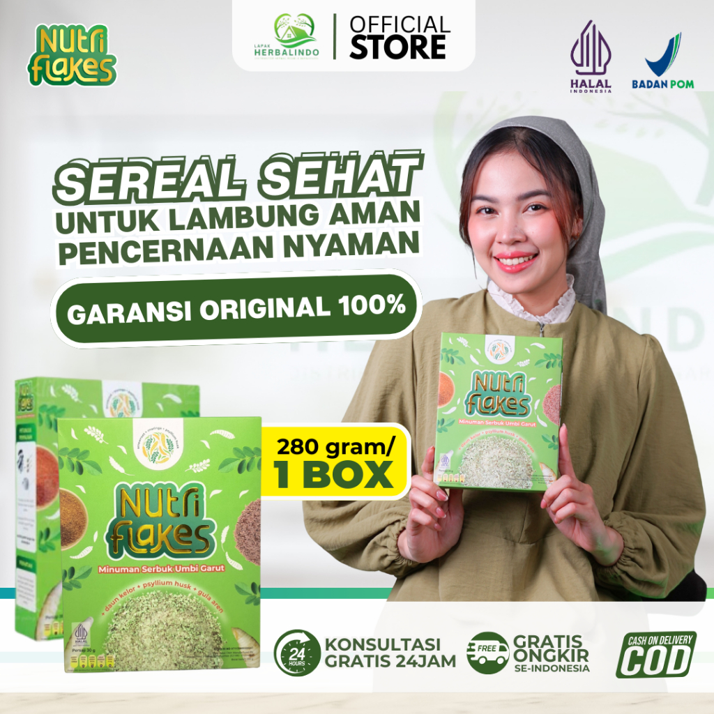 

Nutriflakes Sereal Umbi Garut Original - Solusi Sehat Atasi Maag, Gerd, dan Asam Lambung