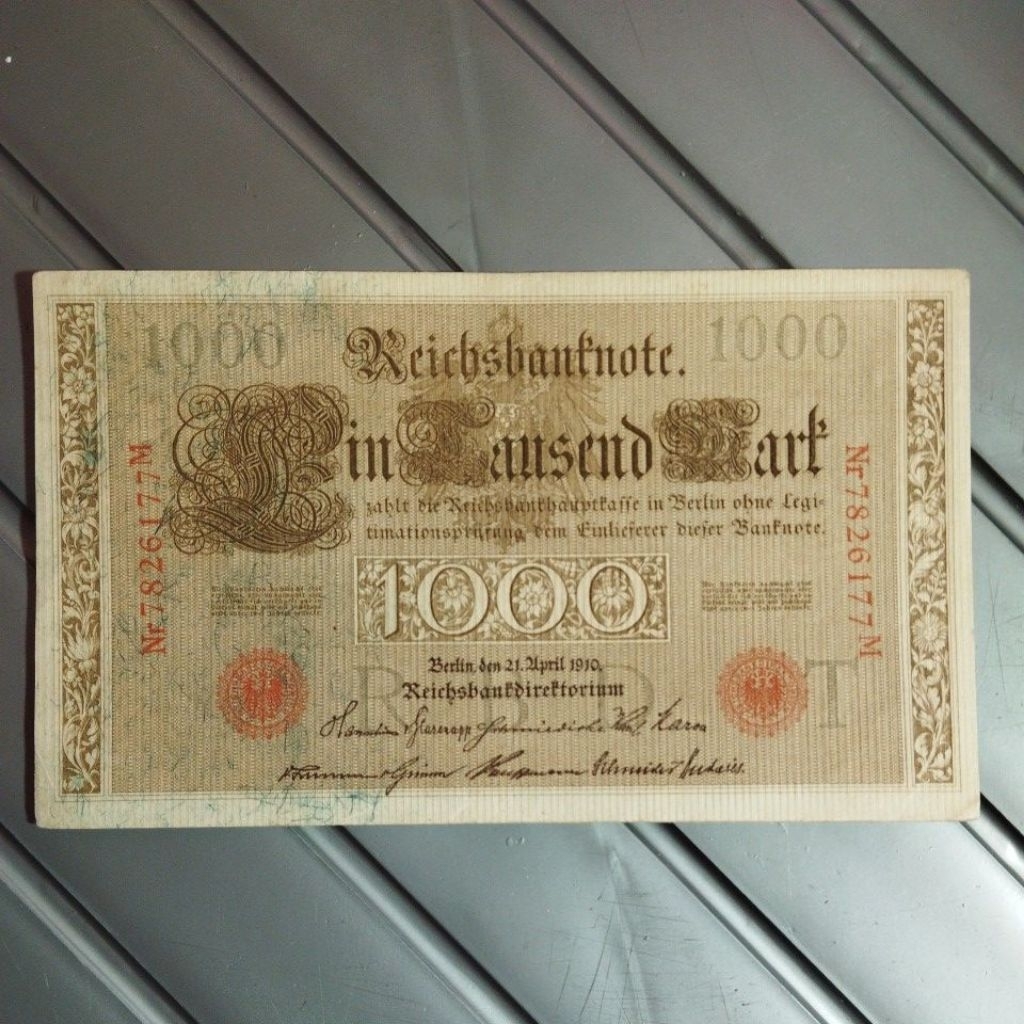 uang kuno Jerman timur thn1910 pecahan 1000 Kondisi bagus ASLI
