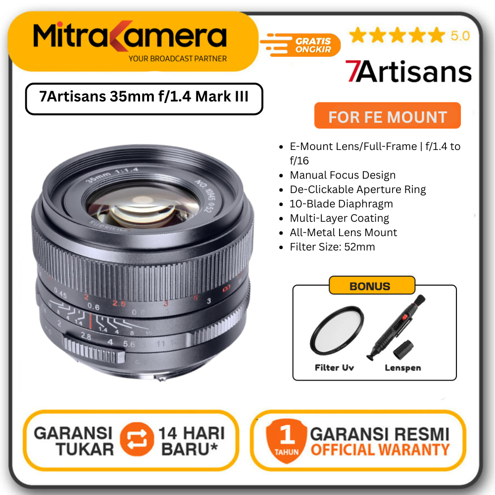 7Artisans 35mm f/1.4 Mark III for Sony FE Mount Full Frame